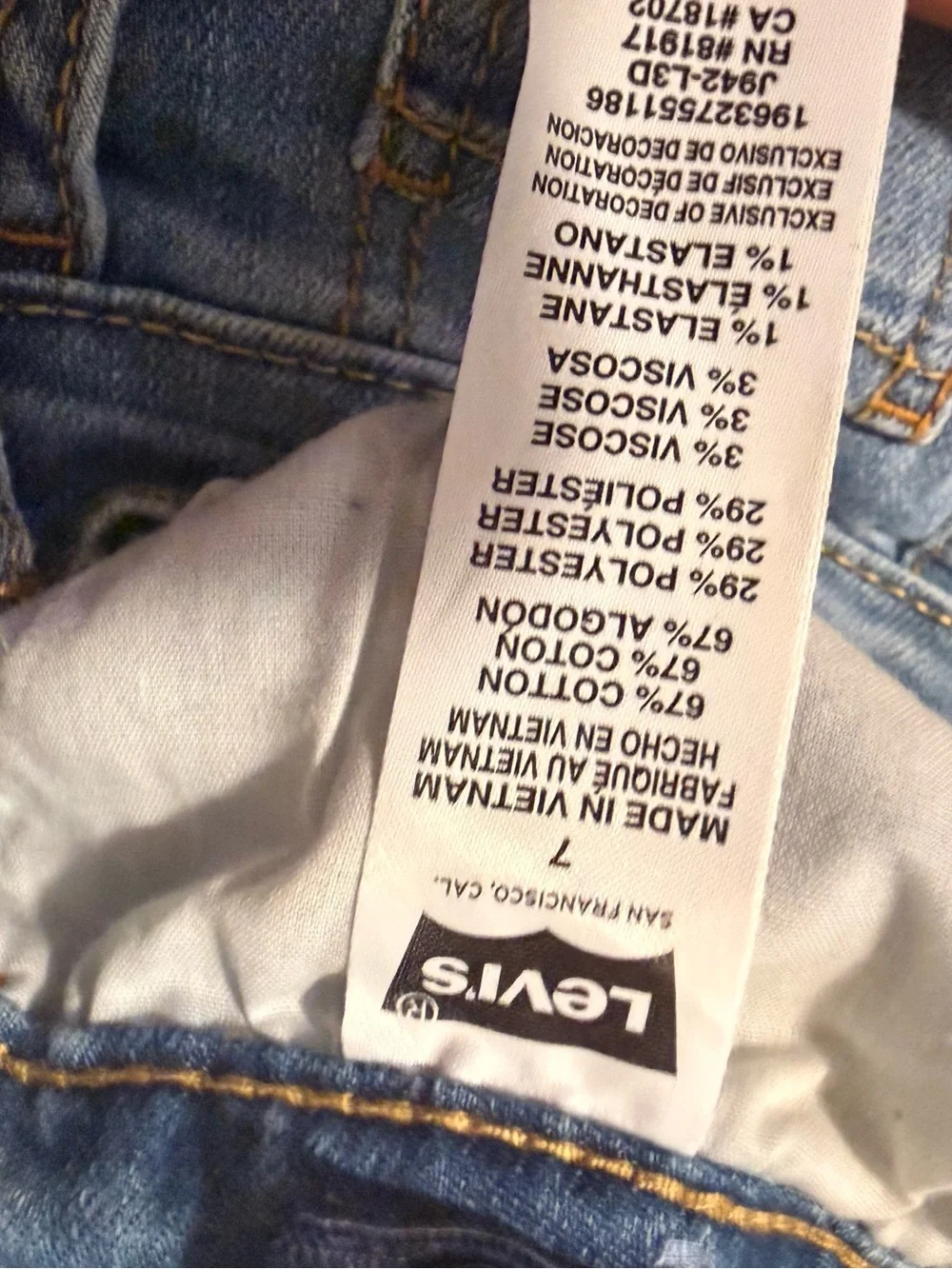 Levis 720 Jeans Girls High Rise Super Skinny Stretch Adjustable band size 7- NEW